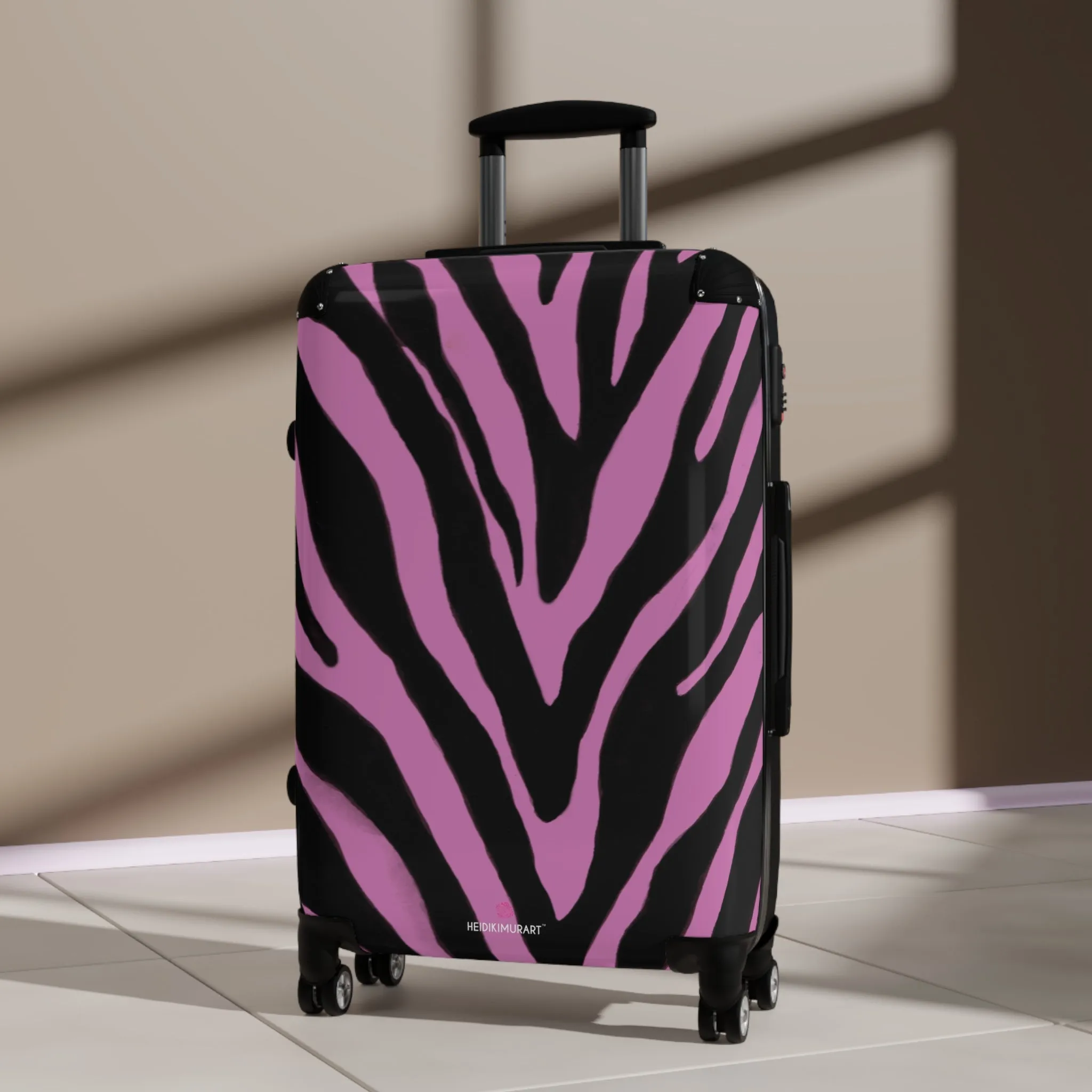 Light Pink Zebra Print Suitcases, Animal Print Best Suitcases, Travel Bag Suitcases (Small, Medium, Large)