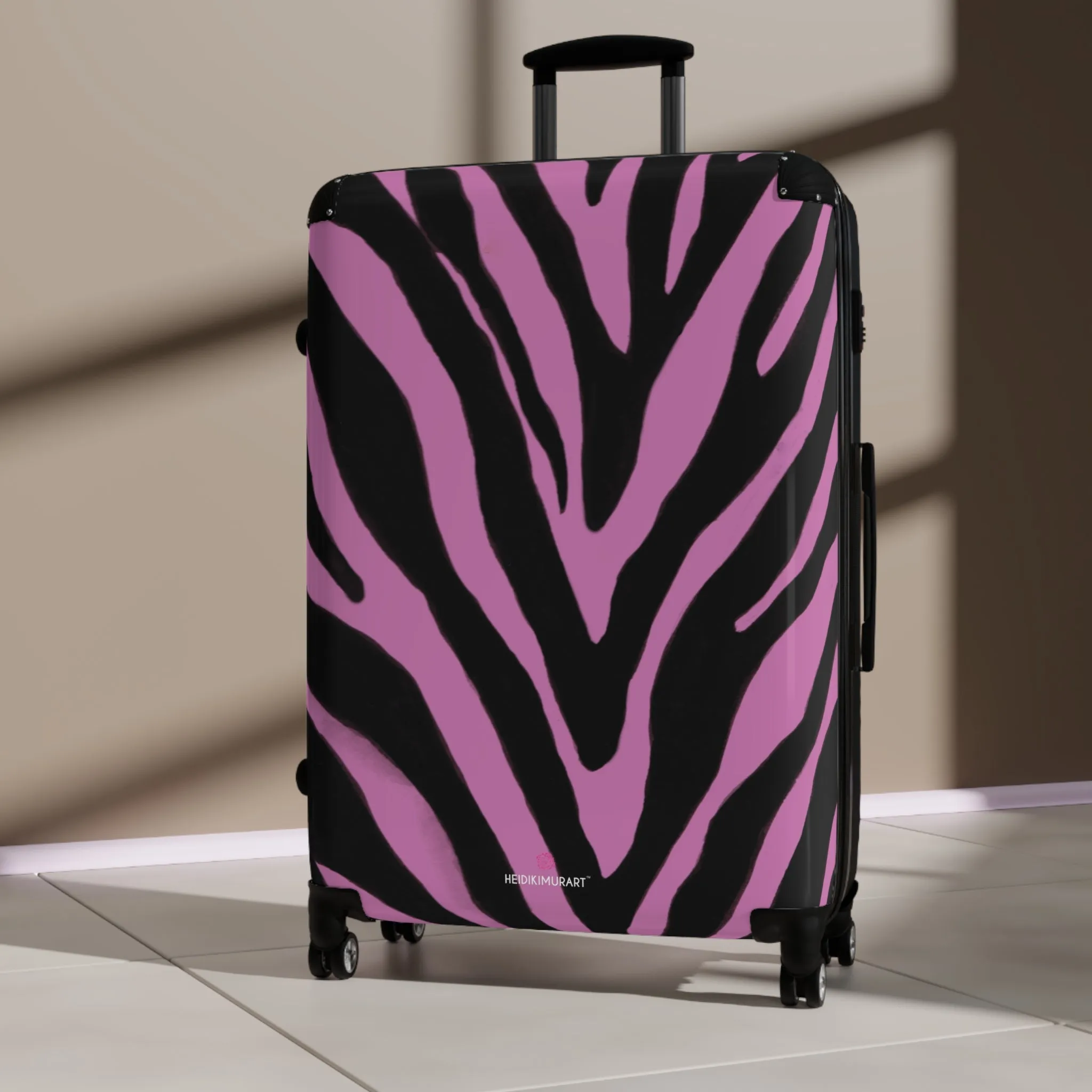 Light Pink Zebra Print Suitcases, Animal Print Best Suitcases, Travel Bag Suitcases (Small, Medium, Large)