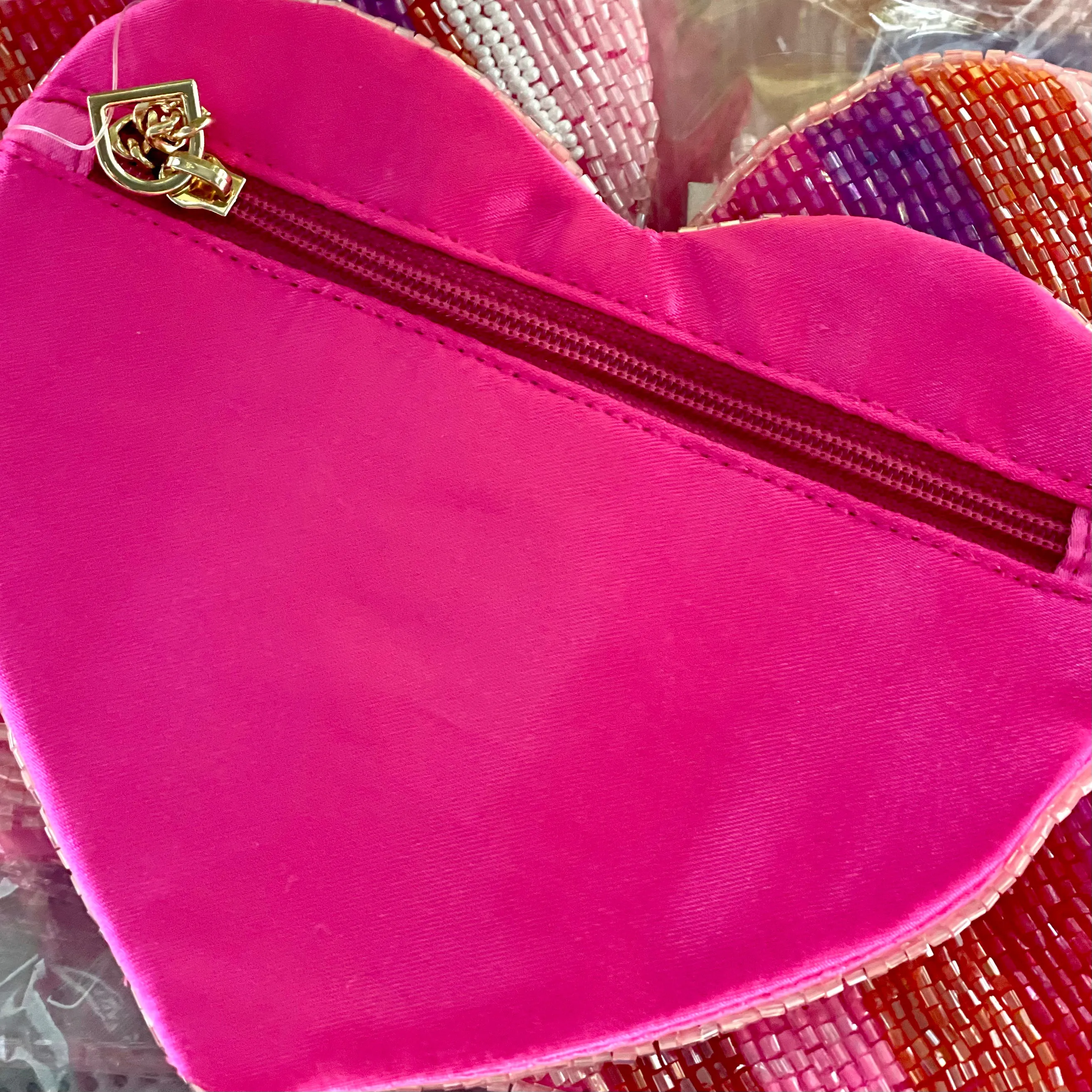 Like a Queen Heart Shaped Beaded Zip Pouch