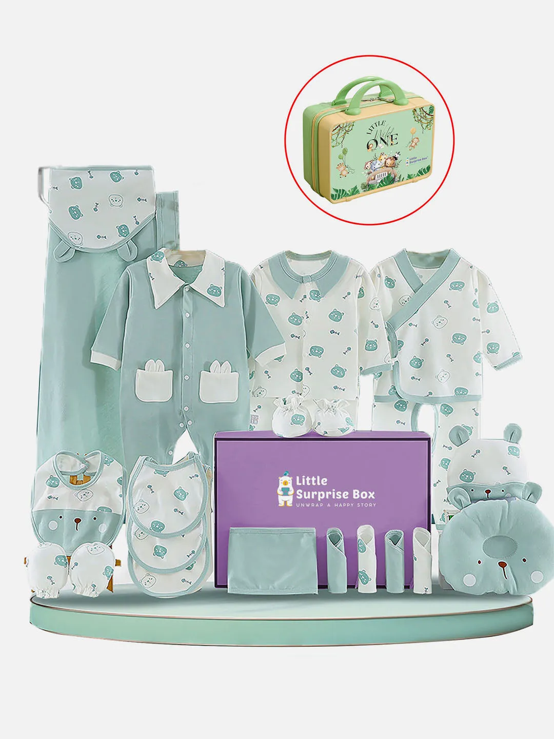 Little Surprise Box 23 Pcs Ted Face Newborn Baby Girl/Boy All Season Wear Gift Hamper Box