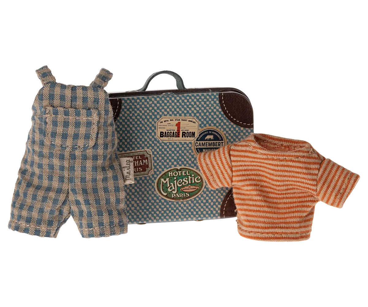 Maileg Miniature Mouse Overalls & Shirt in Suitcase – Big Brother