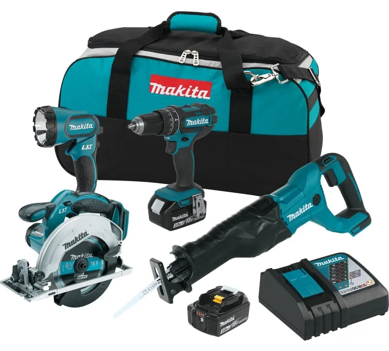 Makita LXT XT442 Combination Kit, Battery Included, 18 V, 4-Tool, Lithium-Ion Battery :EA: QUANTITY: 1