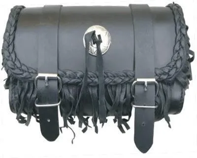 Medium Leather Tool Bag with Silver Conchos and Studs or Fringes