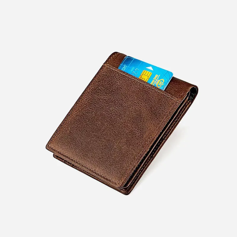 Men's Large Capacity Genuine Leather Airtag Wallet Multi Slot RFID Blocking Card Holder Wallet