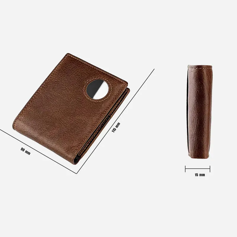 Men's Large Capacity Genuine Leather Airtag Wallet Multi Slot RFID Blocking Card Holder Wallet