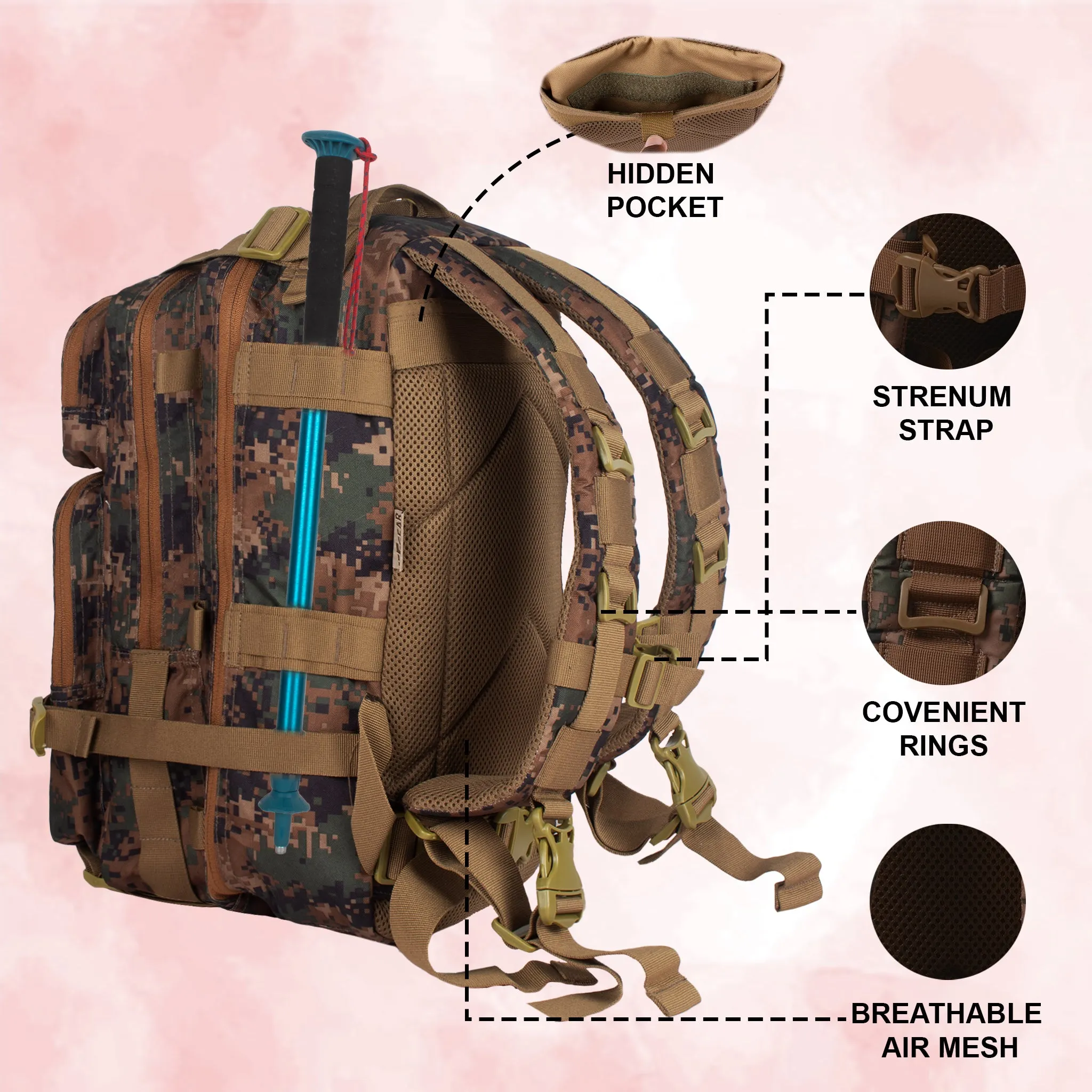 Military Tactical 29L Marpat WL Digital Camo Rucksack