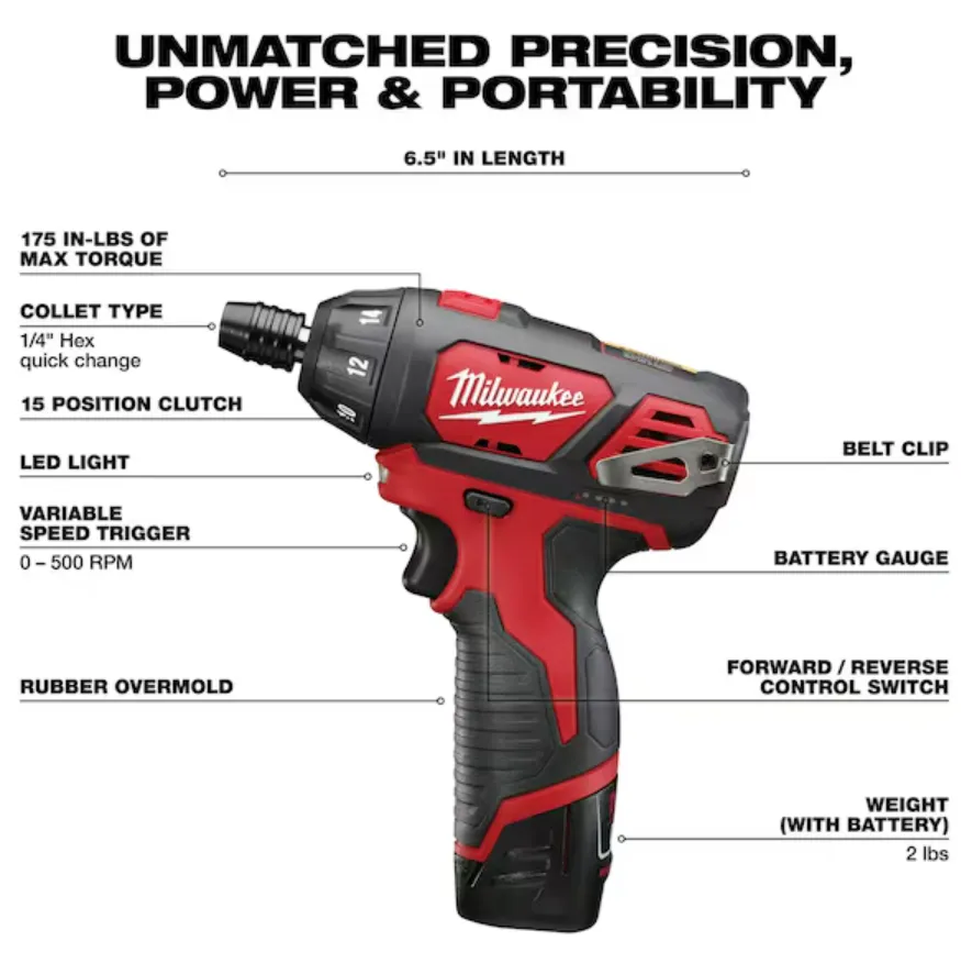 Milwaukee 2401-22 M12™ 1/4" Hex Screwdriver Kit