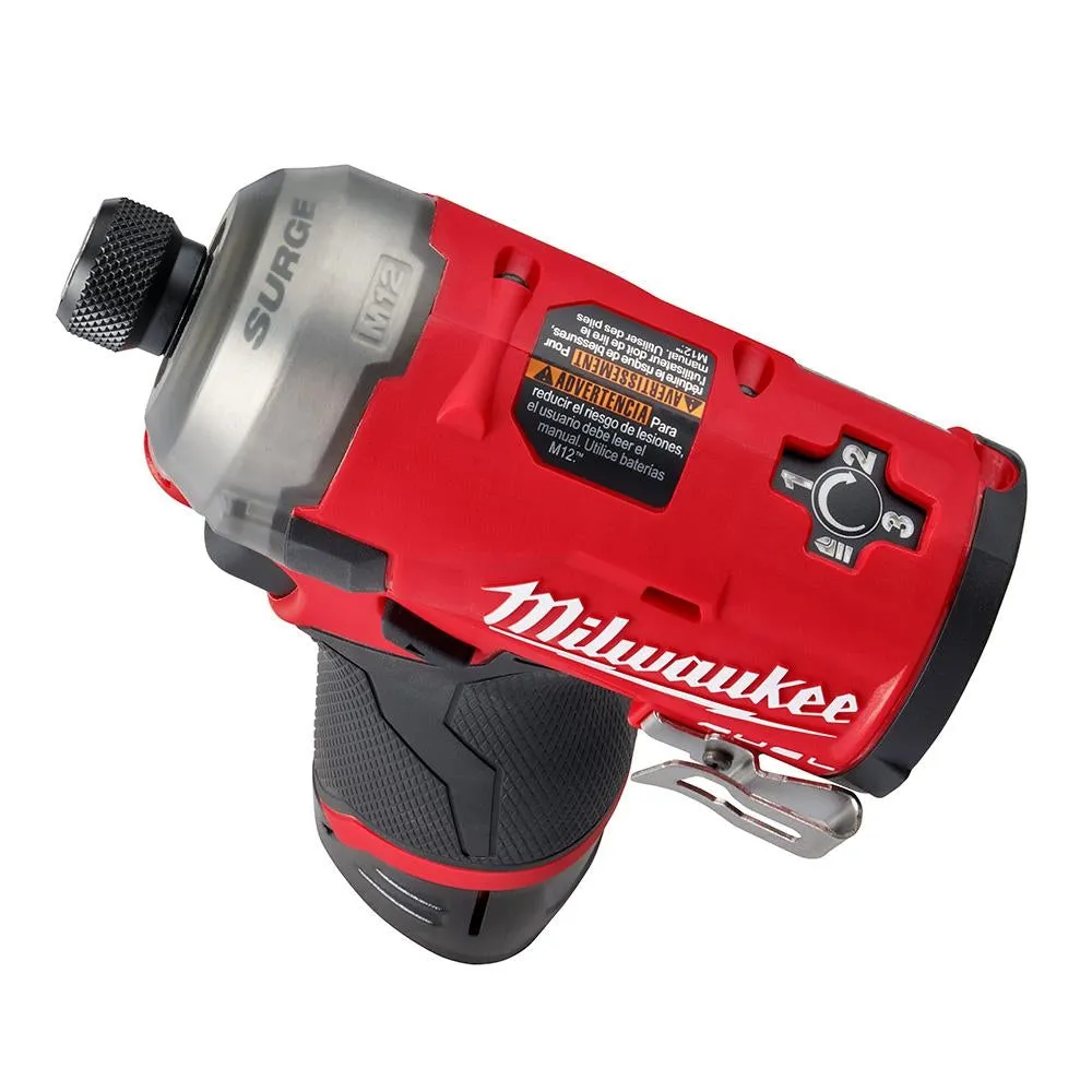 MILWAUKEE 2551-22 M12 FUEL 12V SURGE LITHIUM-ION BRUSHLESS CORDLESS 1/4" HEX HYDRAULIC IMPACT DRIVER KIT 2.0 AH