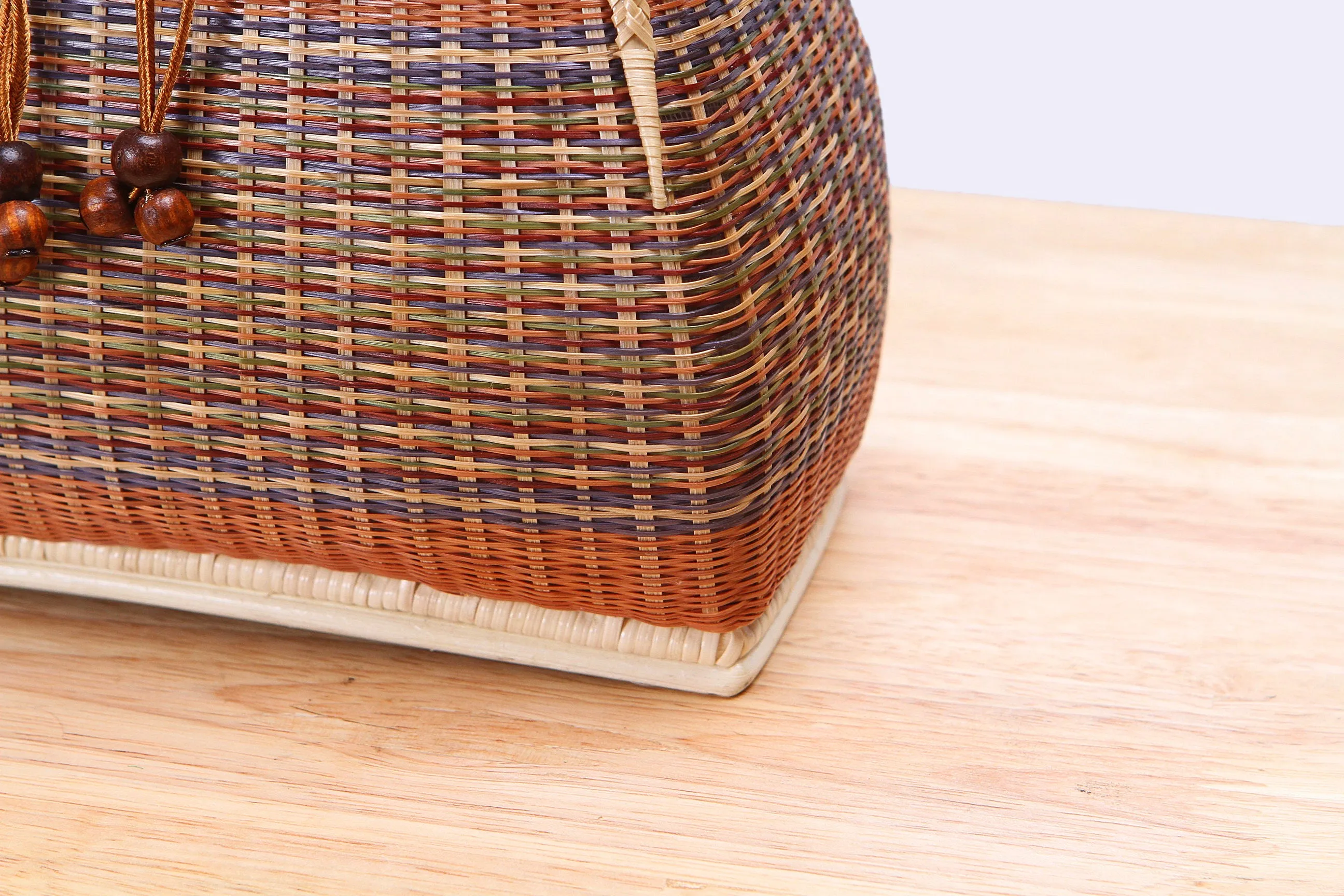 Mini Bamboo Wicker Handbag (Brown)