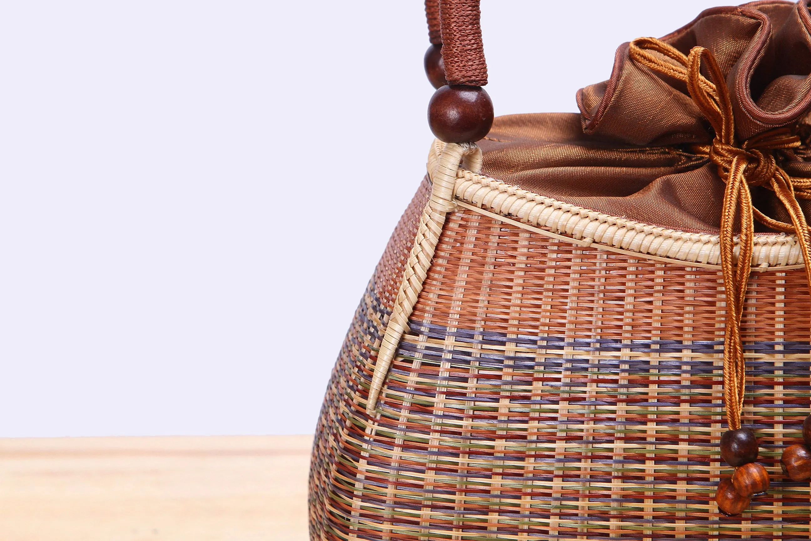 Mini Bamboo Wicker Handbag (Brown)