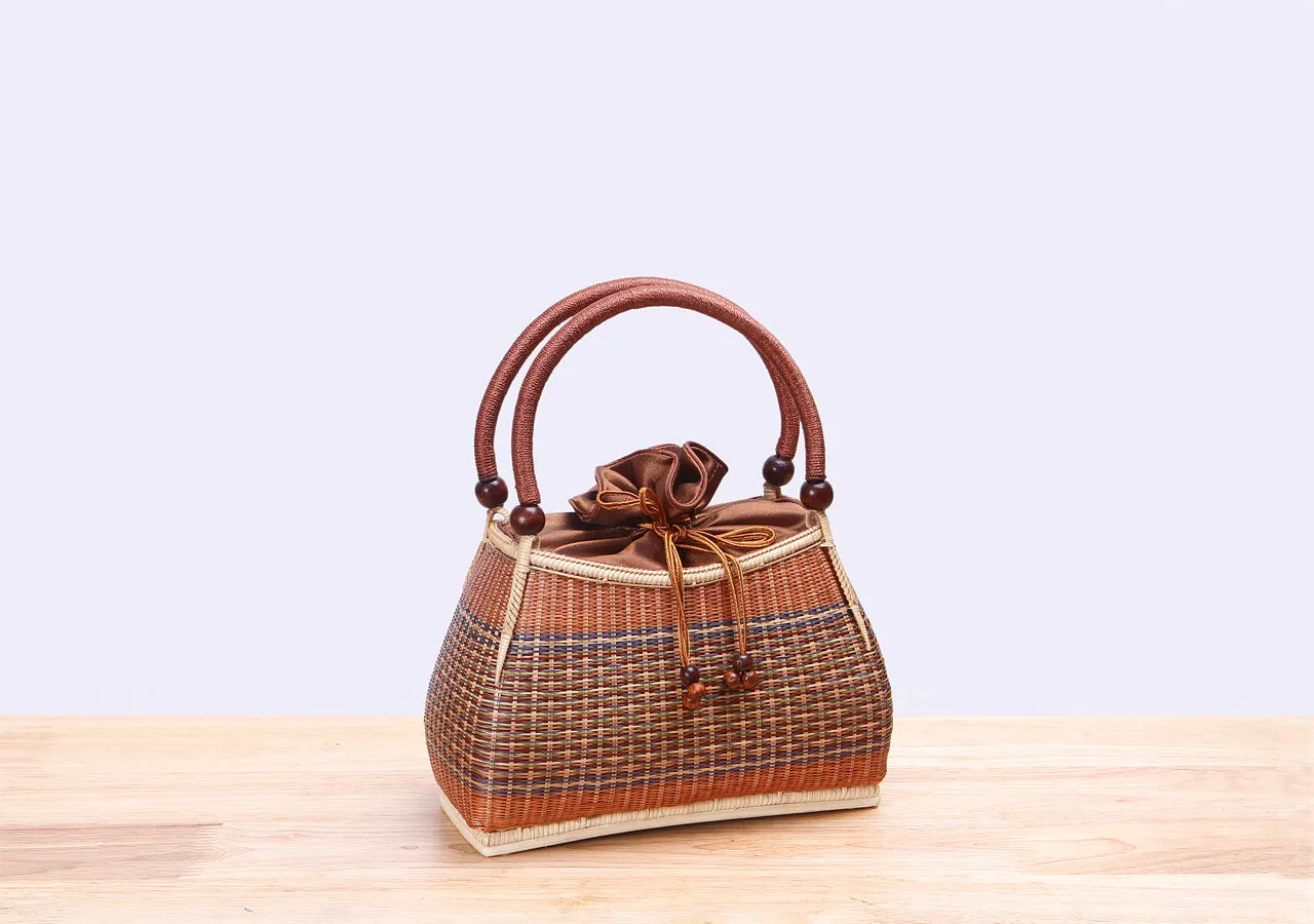 Mini Bamboo Wicker Handbag (Brown)