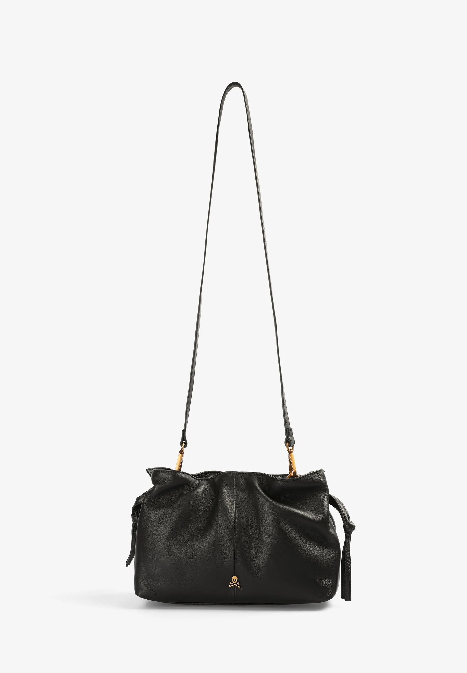 MINI LEATHER BAG WITH DRAWSTRING TIES