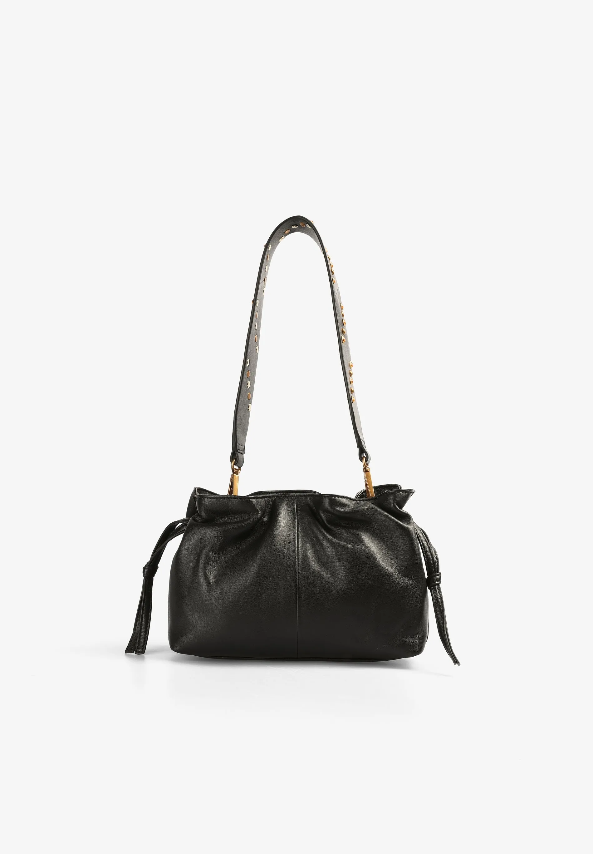 MINI LEATHER BAG WITH DRAWSTRING TIES