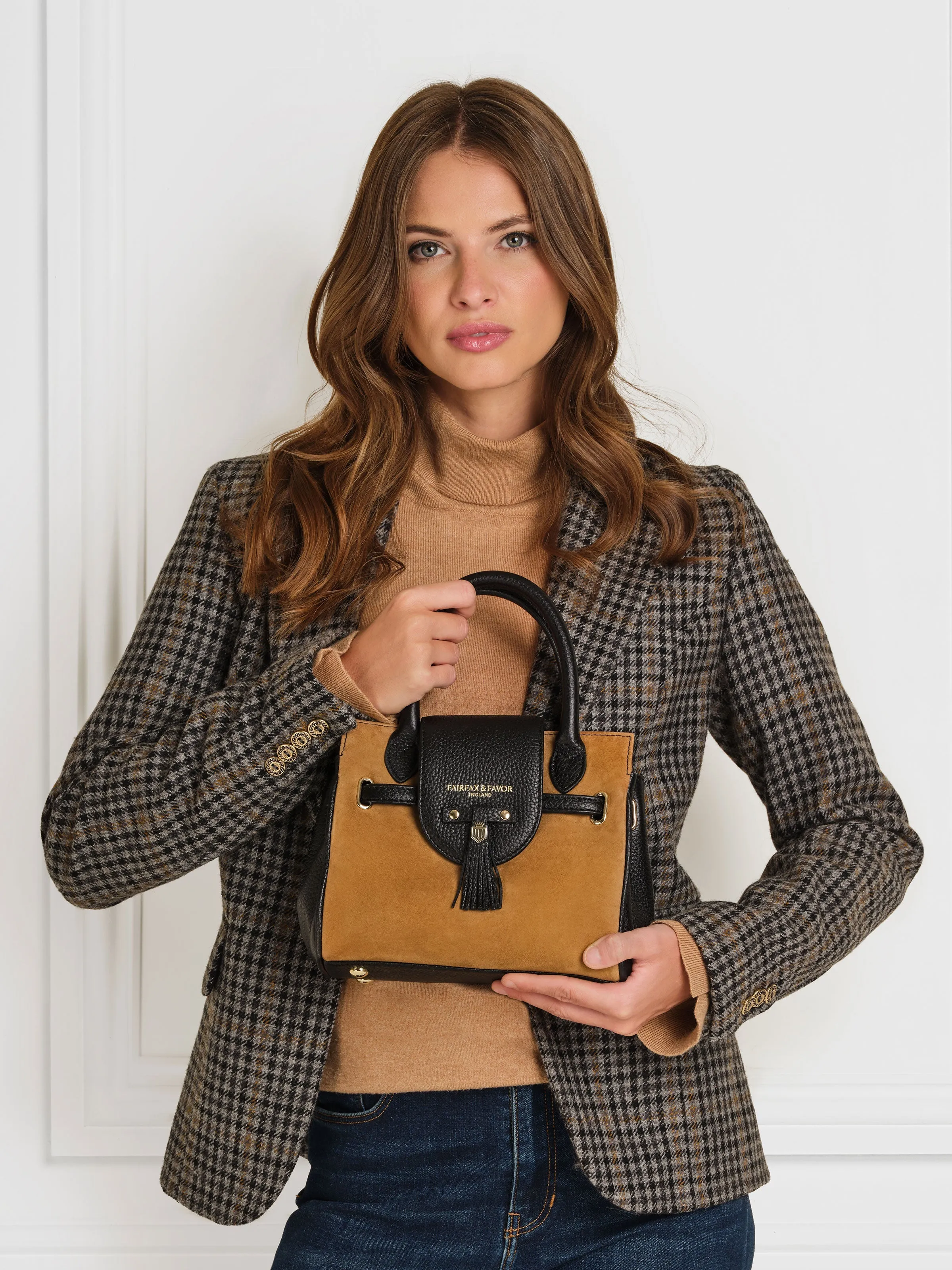 Mini Windsor Handbag - Tan & Black