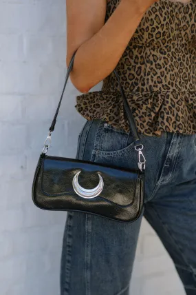 Moon Chain Shoulder Bag-Black