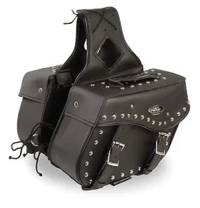 MOTORCYCLE 2PC WATERPROOF MEDIUM ZIPOFF PVC STUDDED THROWOVER SADDLEBAG NEW