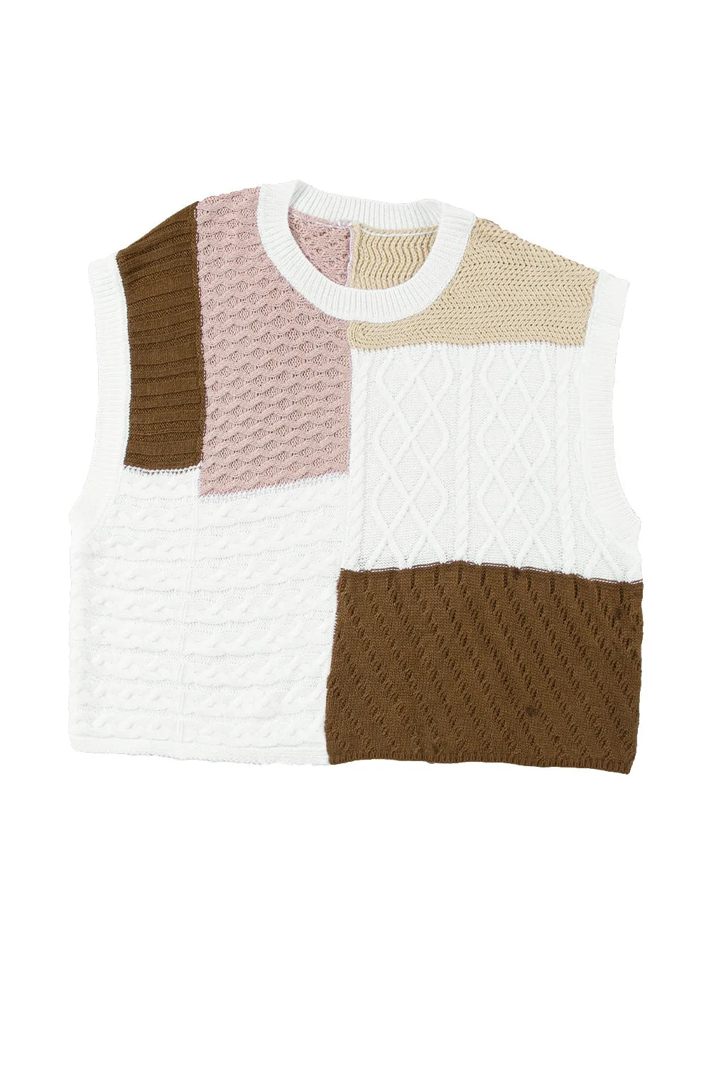 Multicolor Colorblock Mix Textured Sweater Tee