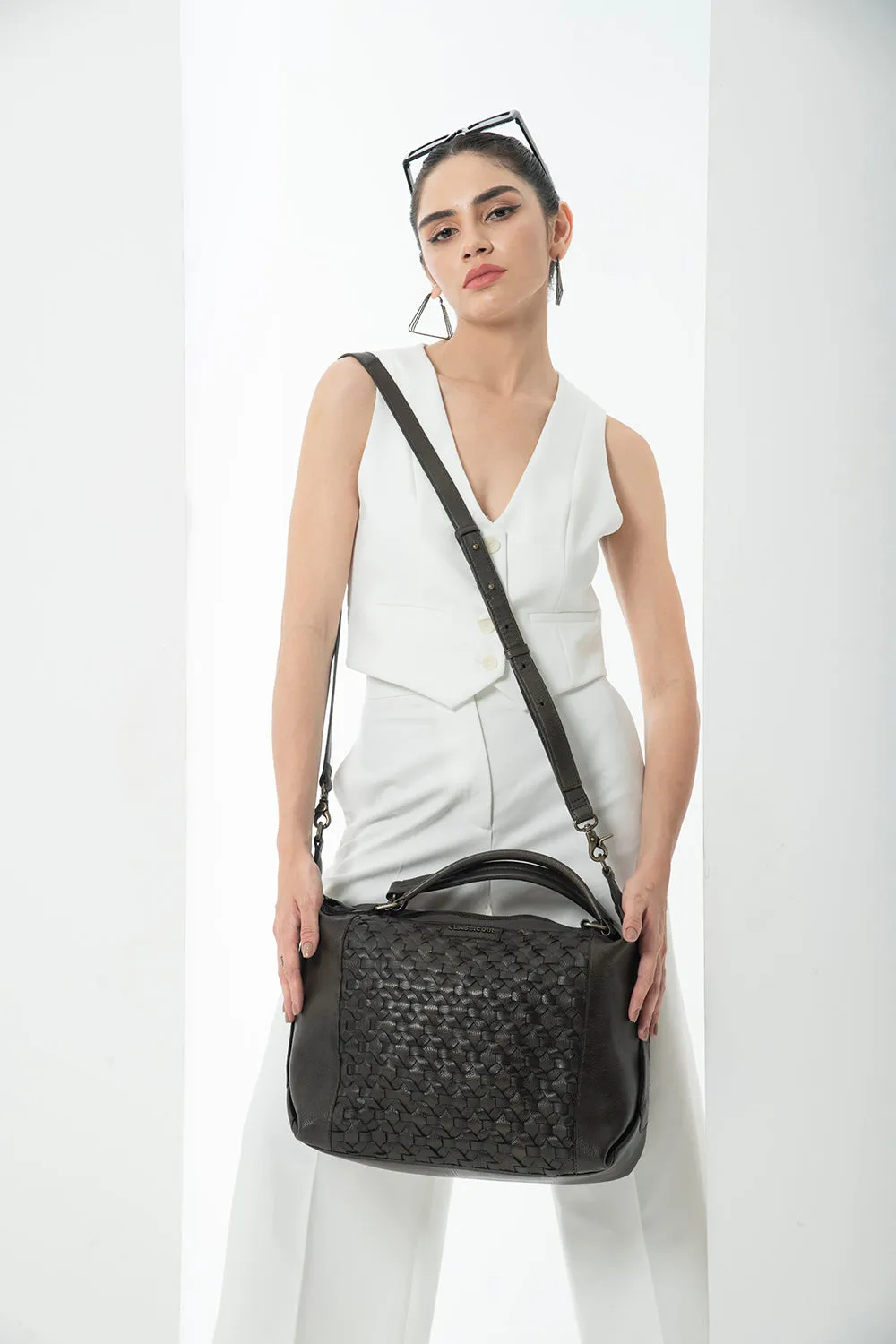 Nantes Cross Weave Large Bowler Bag