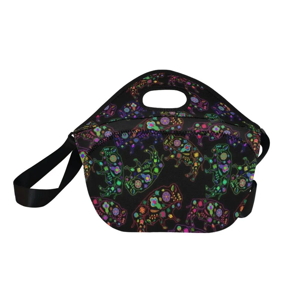 Neon Floral Buffalos Neoprene Lunch Bag/Large