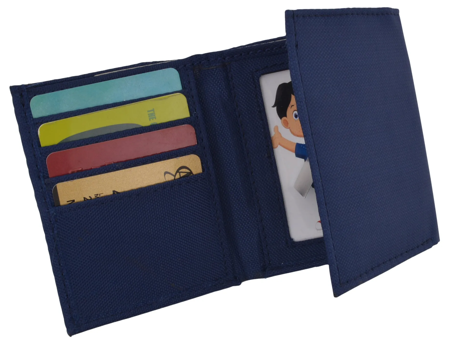 New Boys Slim Thin Nylon Trifold Wallet with Coin Pouch