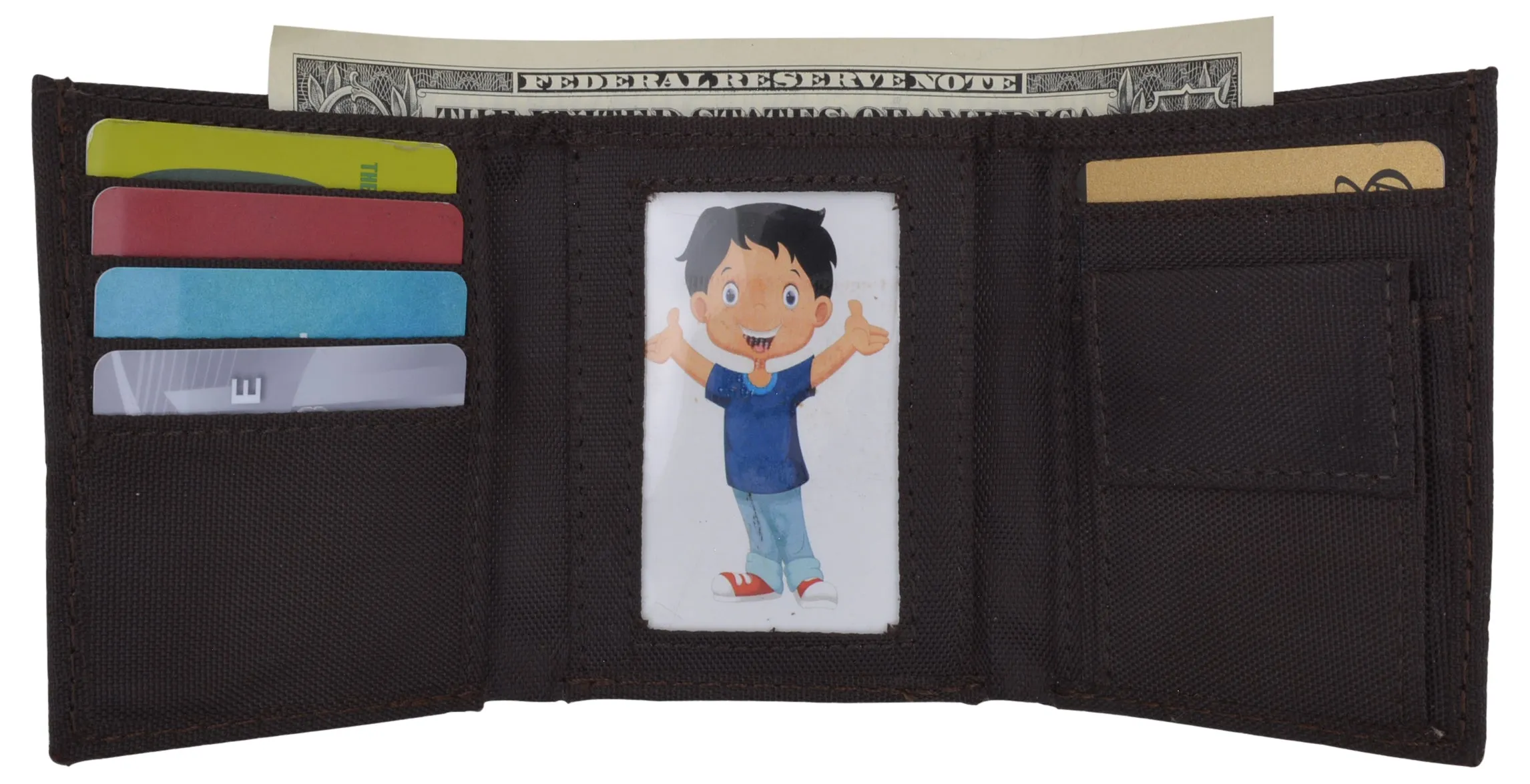 New Boys Slim Thin Nylon Trifold Wallet with Coin Pouch