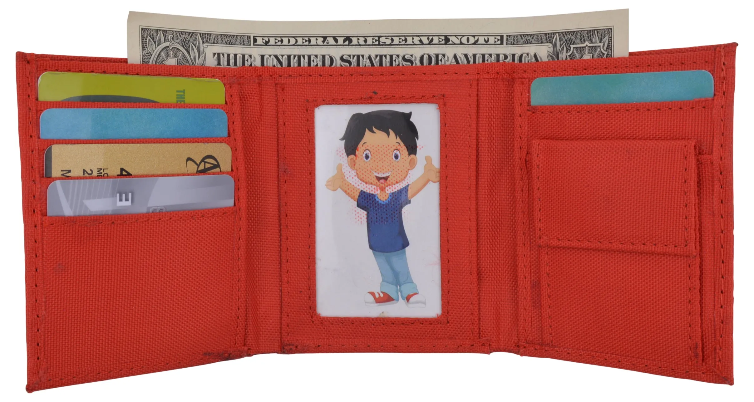 New Boys Slim Thin Nylon Trifold Wallet with Coin Pouch