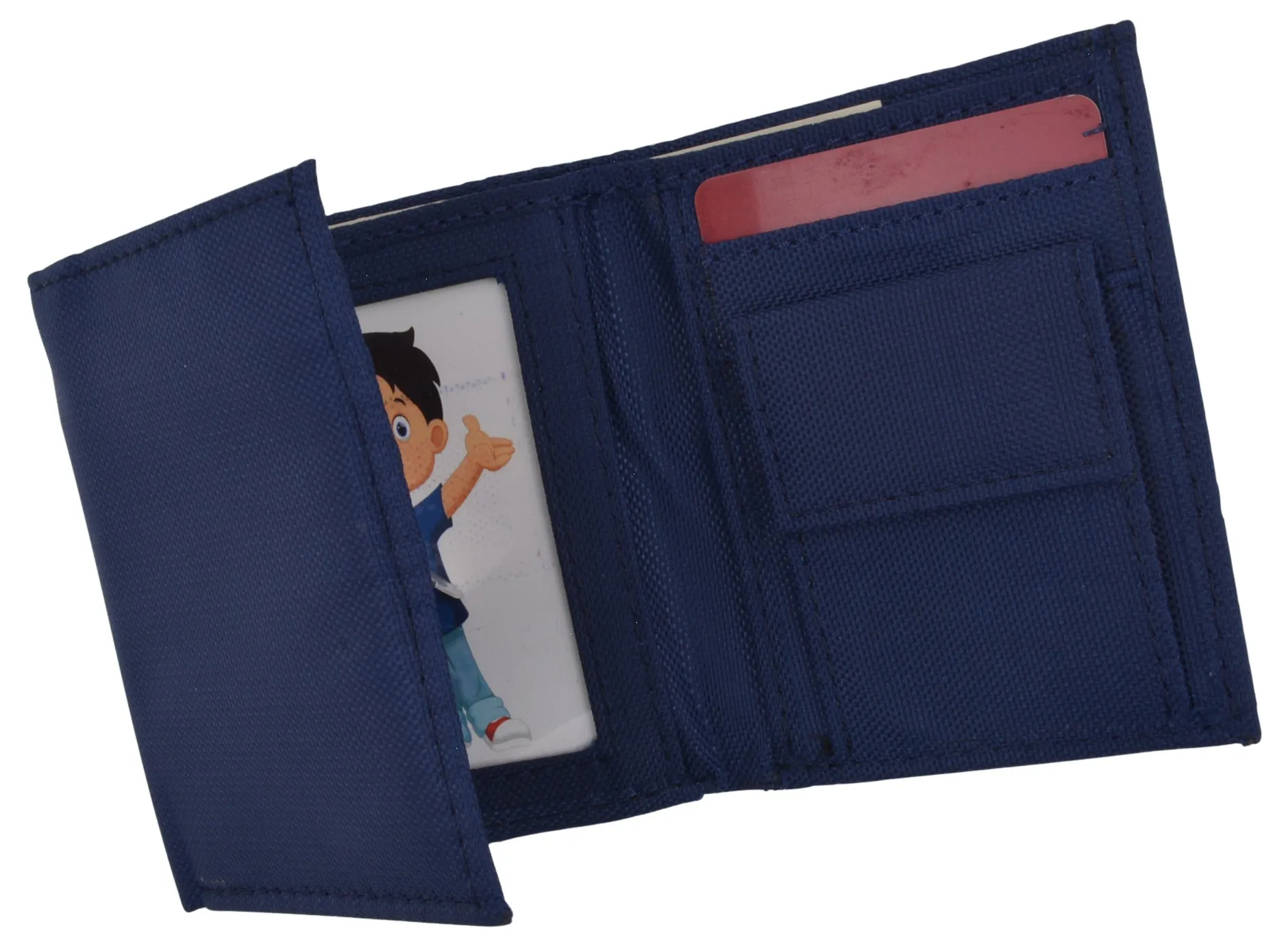 New Boys Slim Thin Nylon Trifold Wallet with Coin Pouch