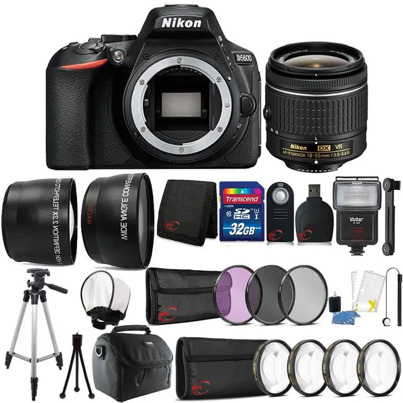 Nikon D5600 24.2MP DSLR Camera with 18-55mm Lens and 32GB Accessory Bundle