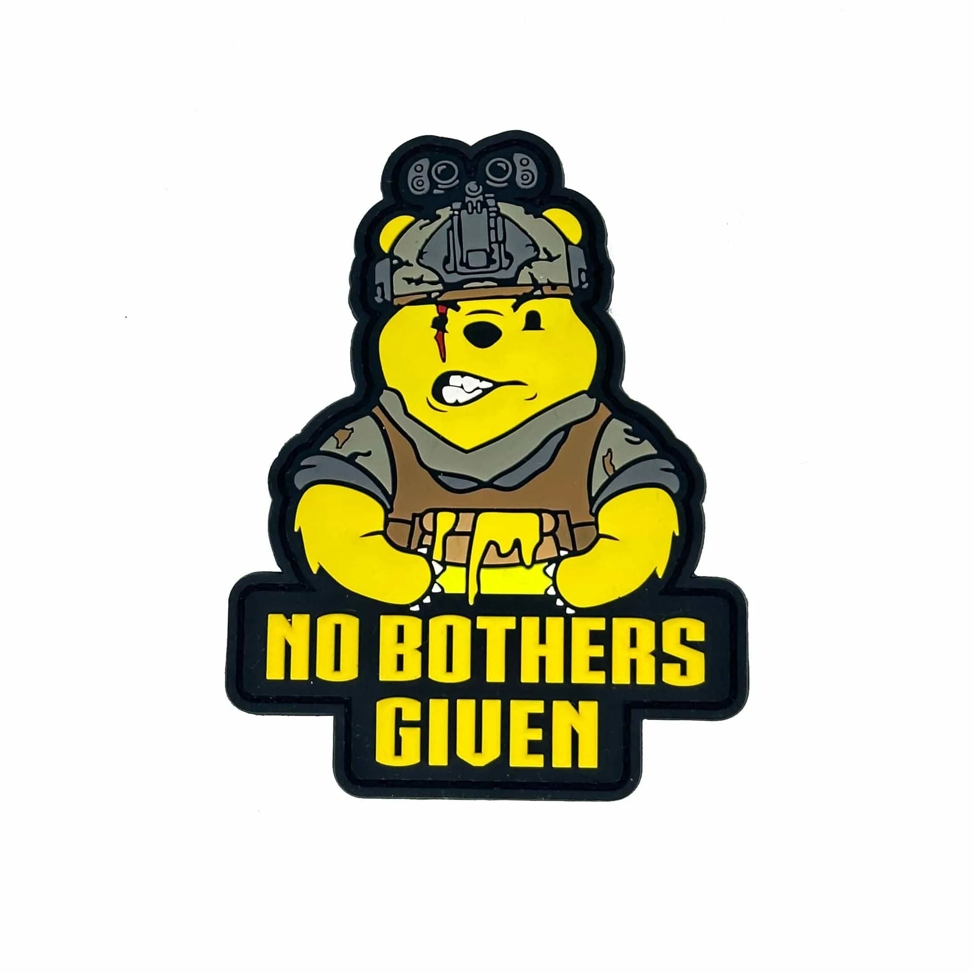 No Bothers Given Tactical Pooh Bear PVC Patch - Embrace the Honey Hunt