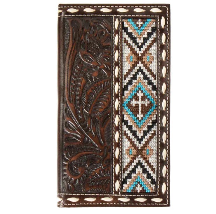 Nocona Men's Floral Embossed Brown Rodeo Wallet N500044402