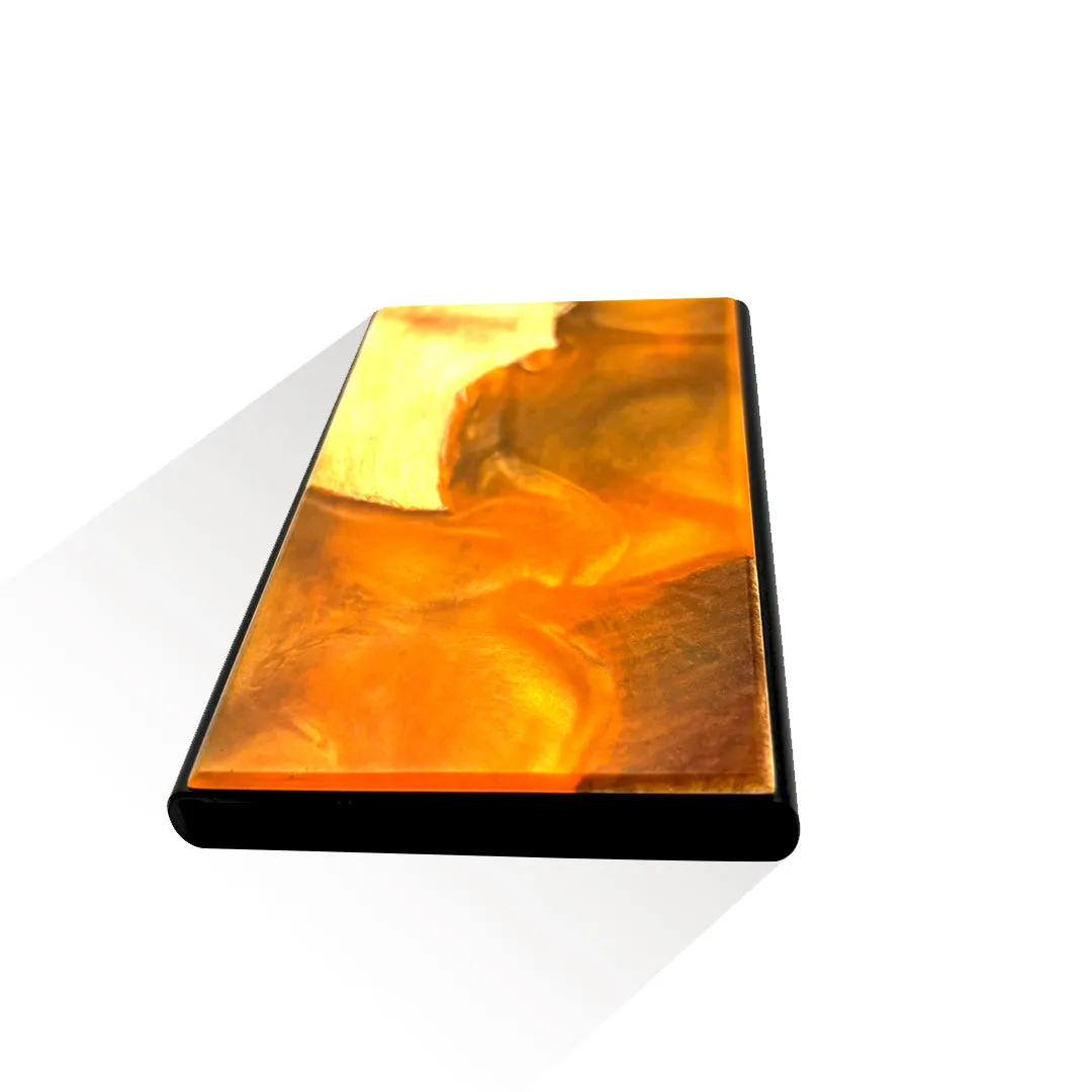 Orange- Wood & Resin Smart Wallet (Pop-Up Card Holder)