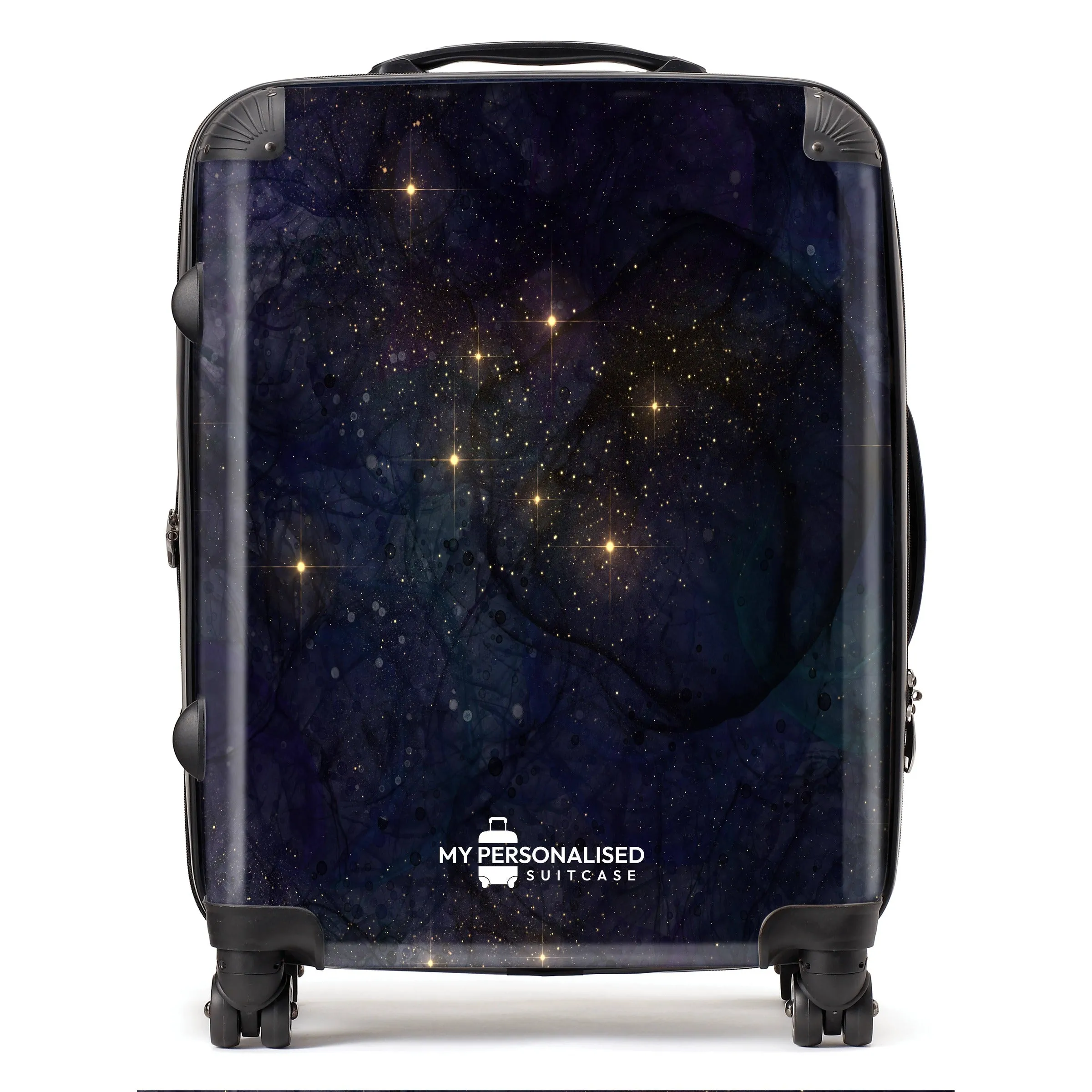 Personalised Awash with Stars Yellow and Blue Suitcase