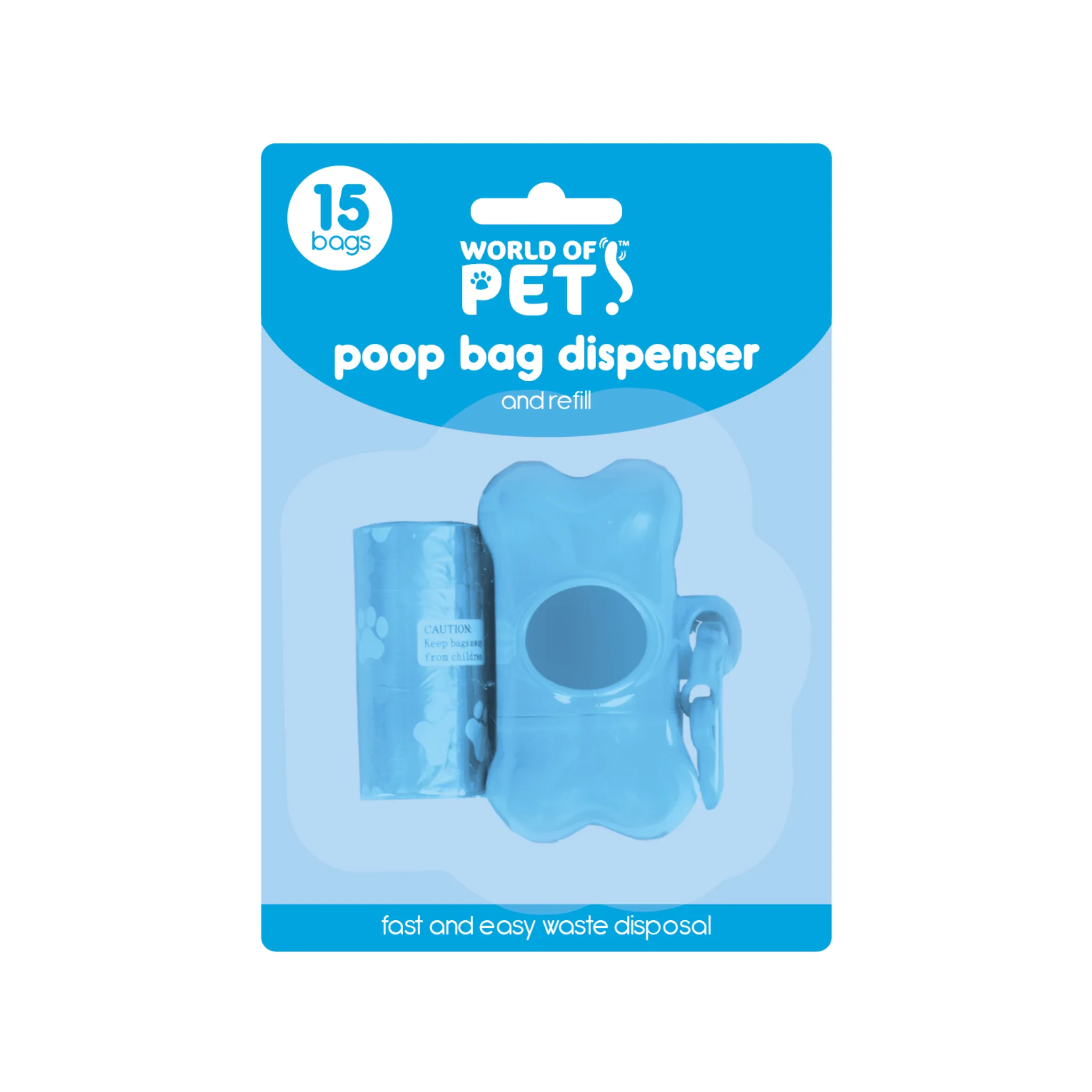 Poop Bag Dispenser and Refills x 15 (Assorted)