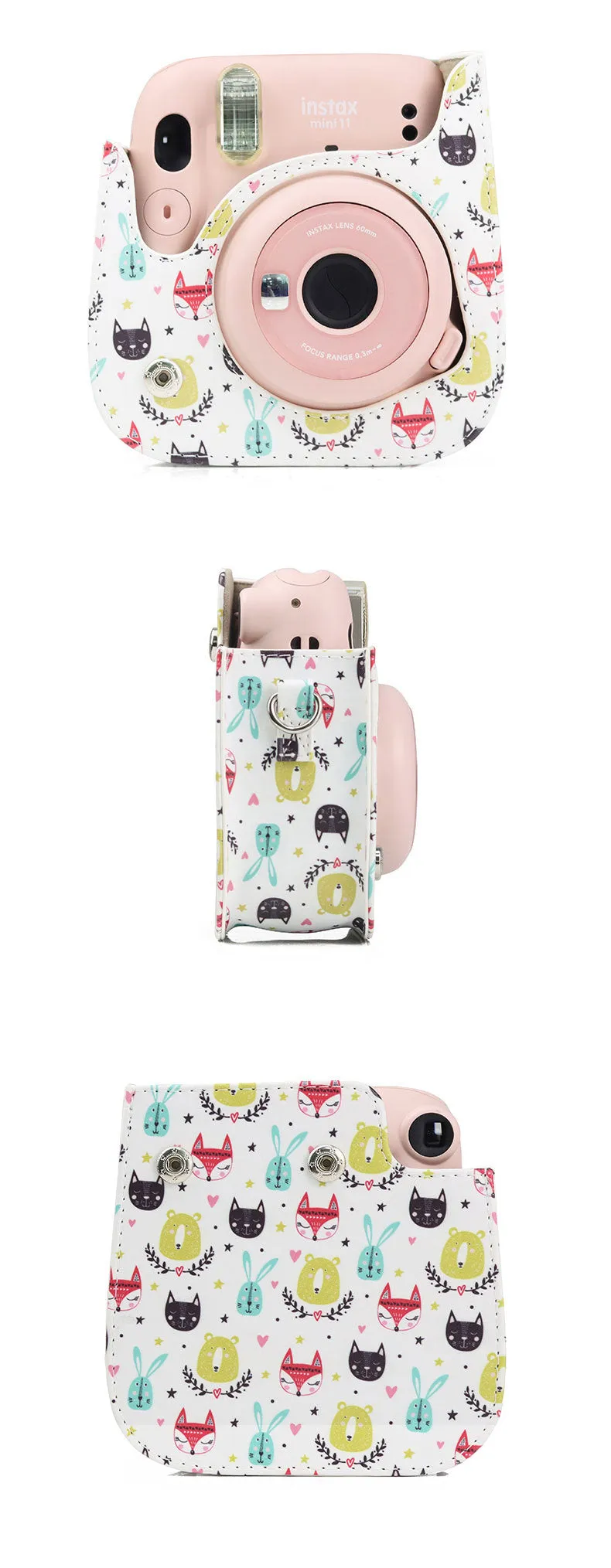 PU Leather Animal Pattern Camera Protective Cover for Fujifilm Instax Mini11/9/8 Camera