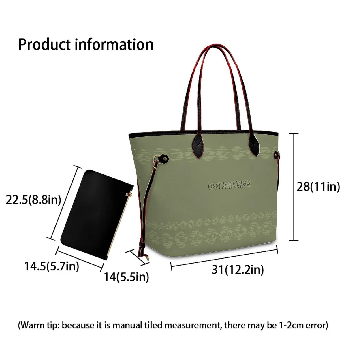 PU Shoulder Bag- With a small bag - Green