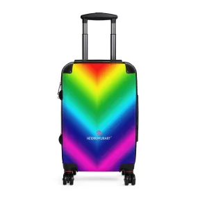 Rainbow Colorful Cabin Suitcase, Vertical Striped Gay Pride Small Carry On Luggage For Men or Women