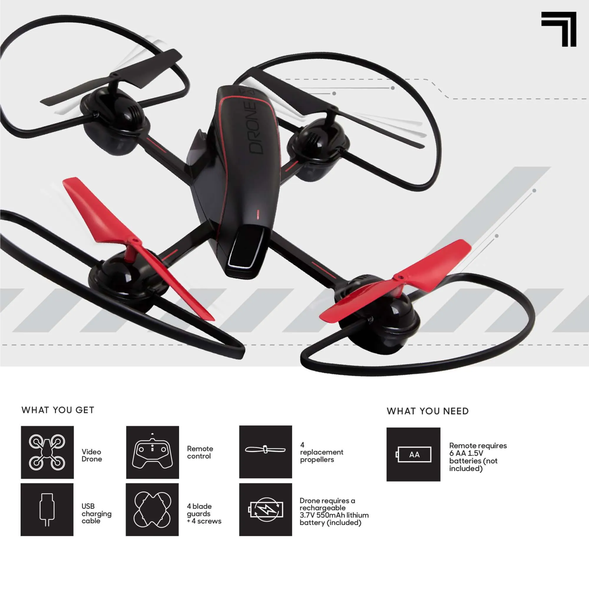 RC Drone with Streaming Camera 10" Mach X Auto-Orientation Camera Drone Remote Control Quadcopter