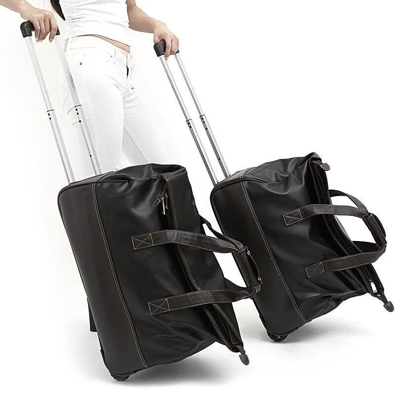 Rolling Leather Luggage Waterproof Suitcase