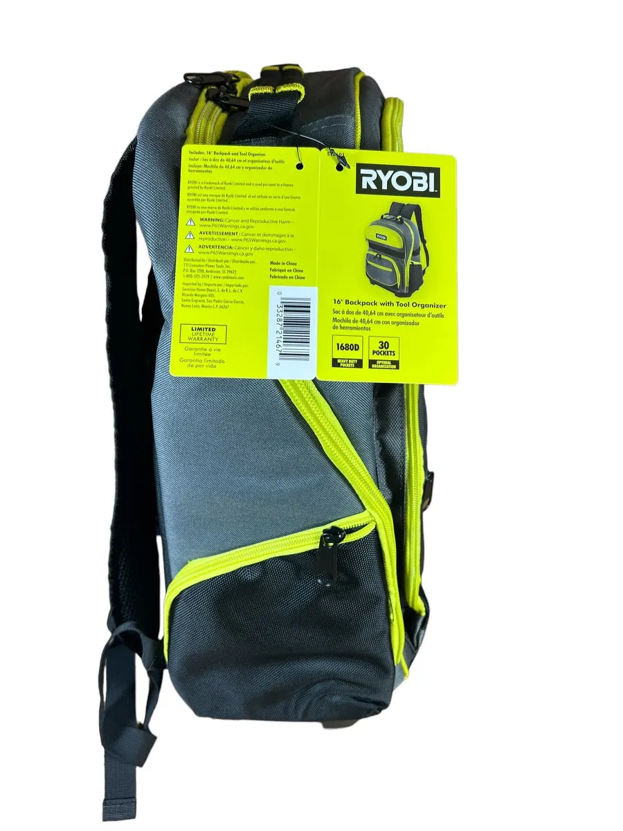 RYOBI 16 in. Backpack with Tool Organizer