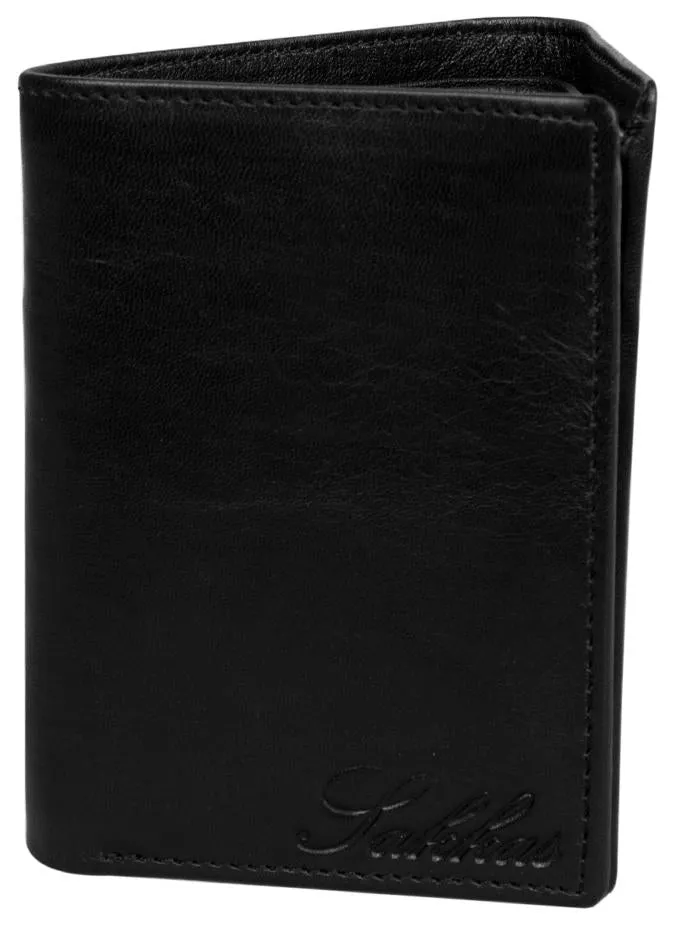 Sakkas Men's Authentic Leather Tri-Fold Wallet with 3 Id Windows with Gift Bag