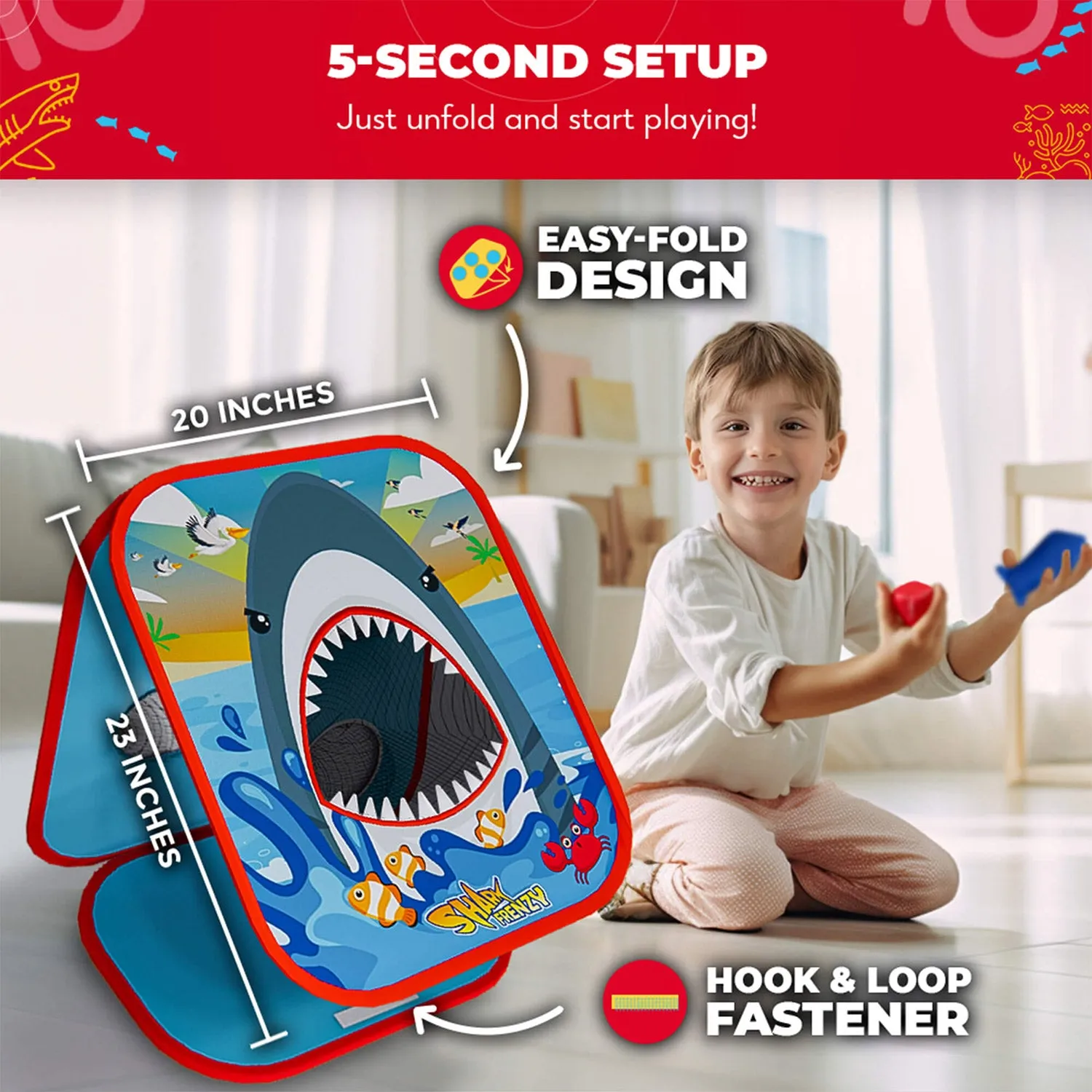 Shark Frenzy | 2-In-1 Bean Bag Toss Game For Kids