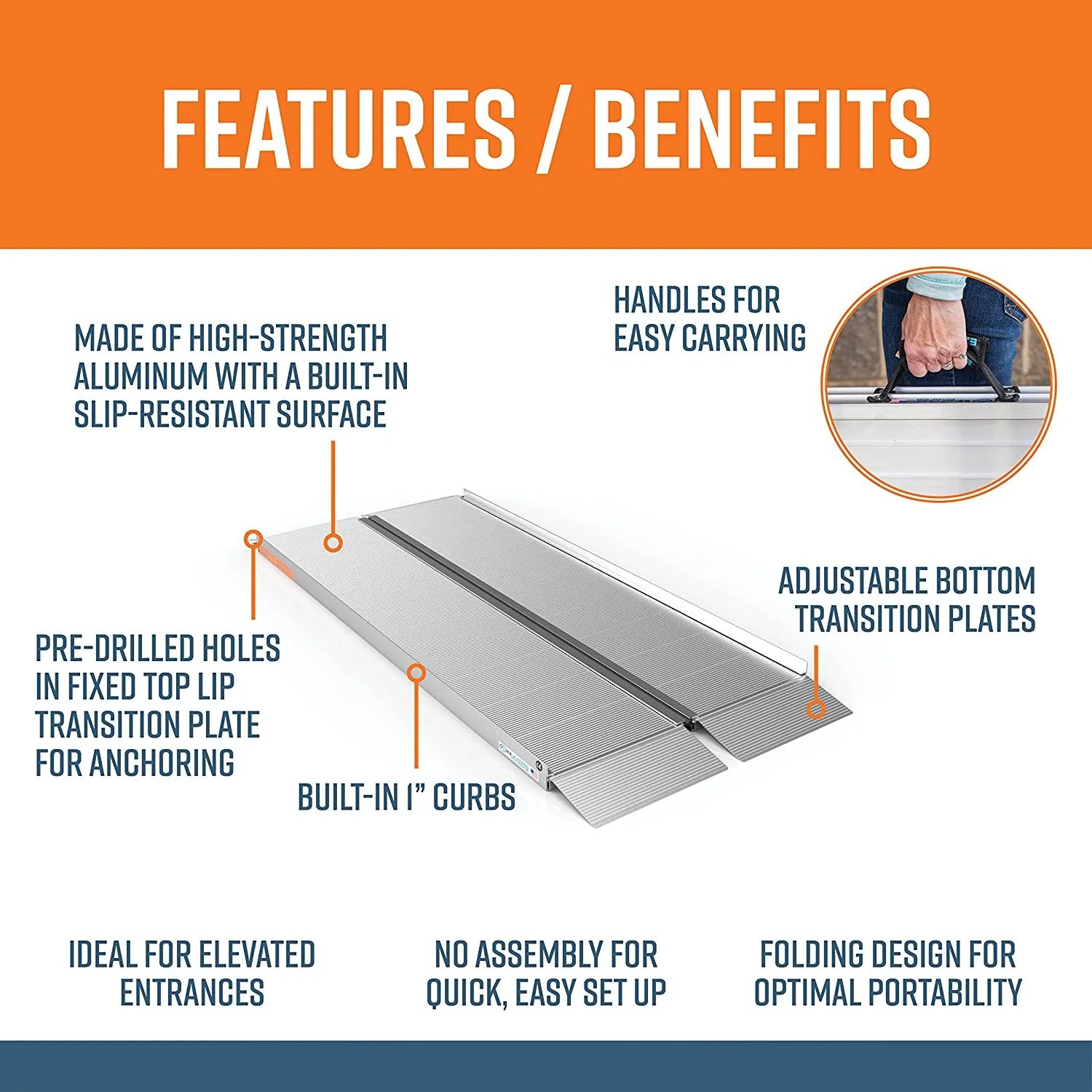 Singlefold Portable Aluminum Wheelchair Ramp