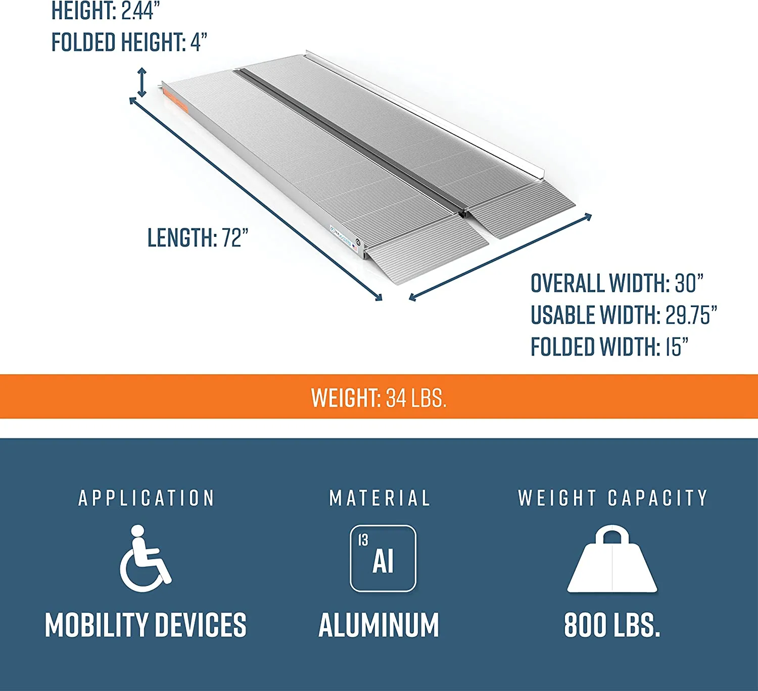 Singlefold Portable Aluminum Wheelchair Ramp