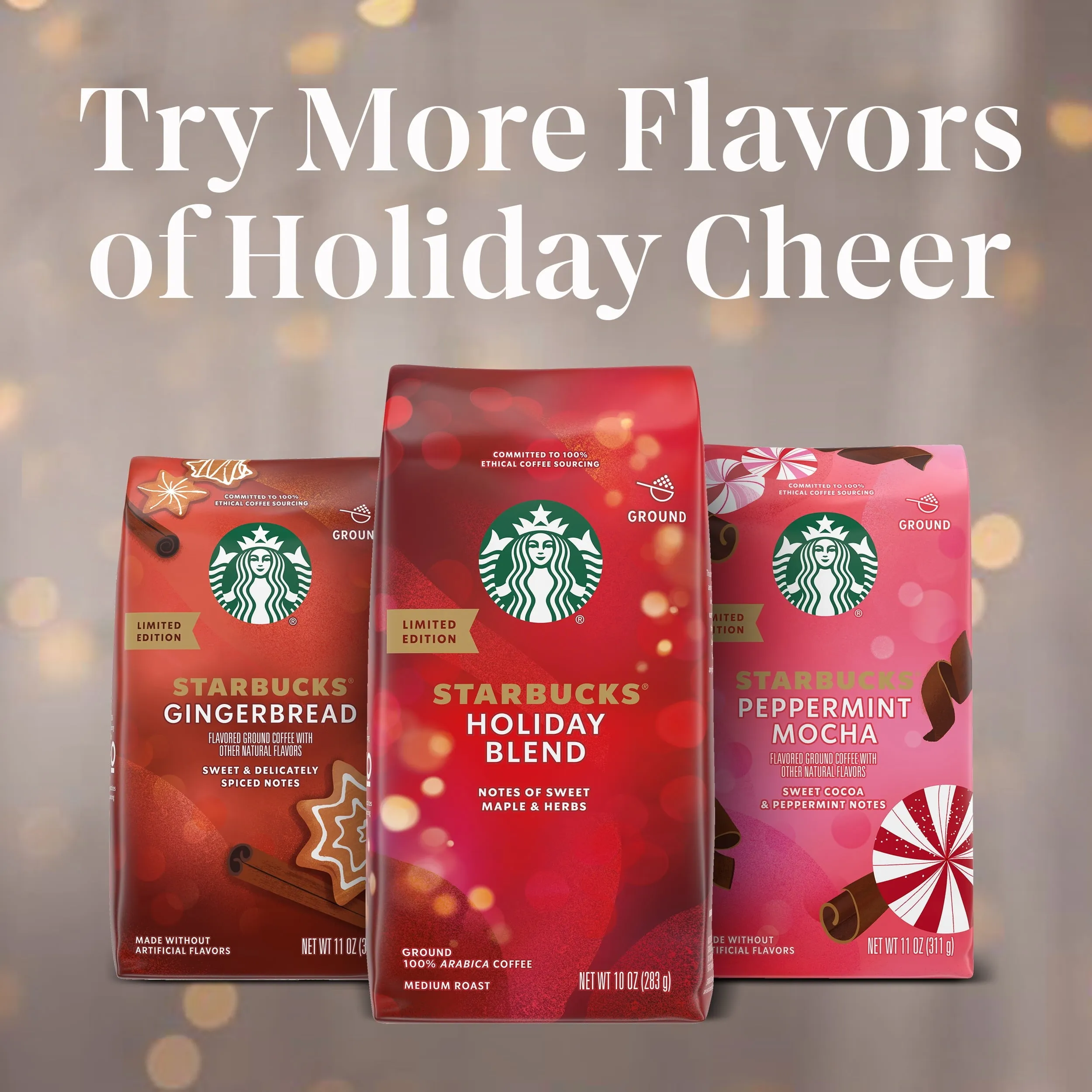 Starbucks Holiday Blend, Whole Bean Medium Roast Coffee, 17 Oz