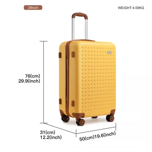 Stylish & Durable Kono 28 Inch Yellow Hard Shell ABS Suitcase with TSA Lock – Travel with Confidence & Ease