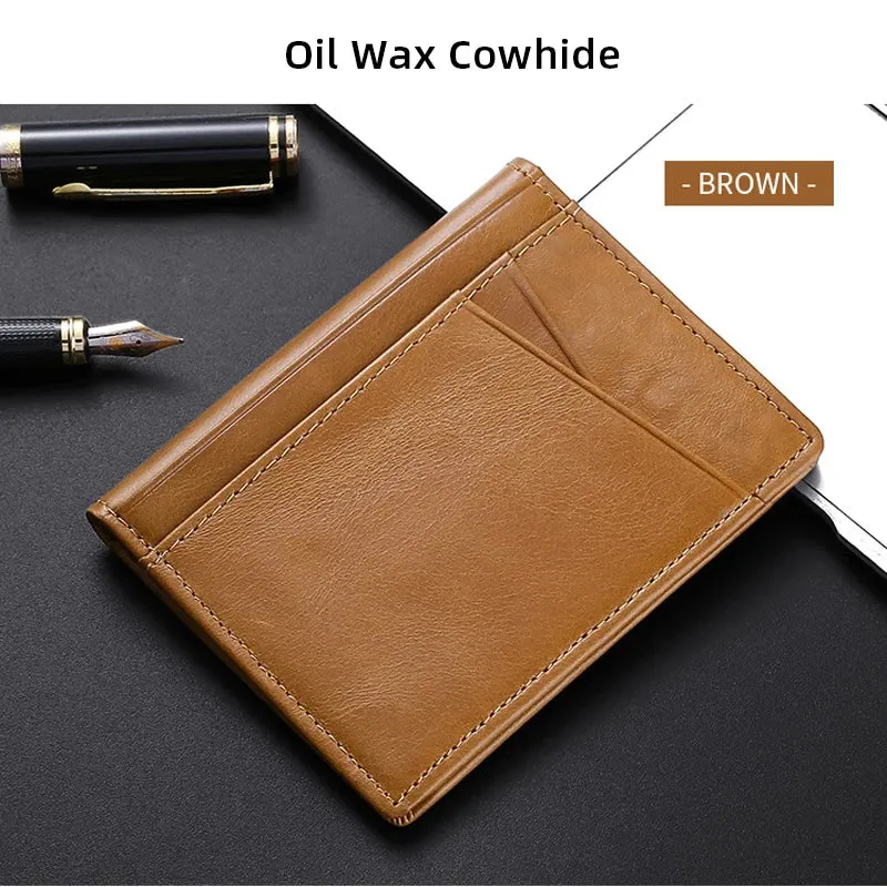 Super Slim Soft Wallet Genuine Leather Mini  Card Holder Wallets for Men Women