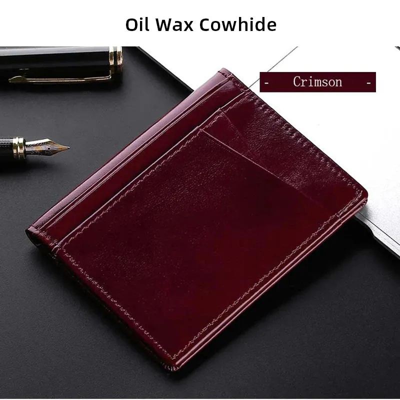 Super Slim Soft Wallet Genuine Leather Mini  Card Holder Wallets for Men Women