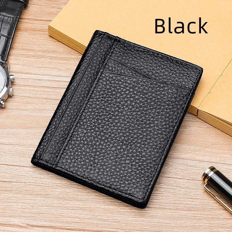 Super Slim Soft Wallet Genuine Leather Mini  Card Holder Wallets for Men Women