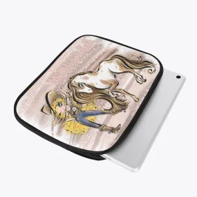 Tablet Sleeve - Howdy, Cowgirl and Horse, Blonde Curly Hair, Blue Eyes