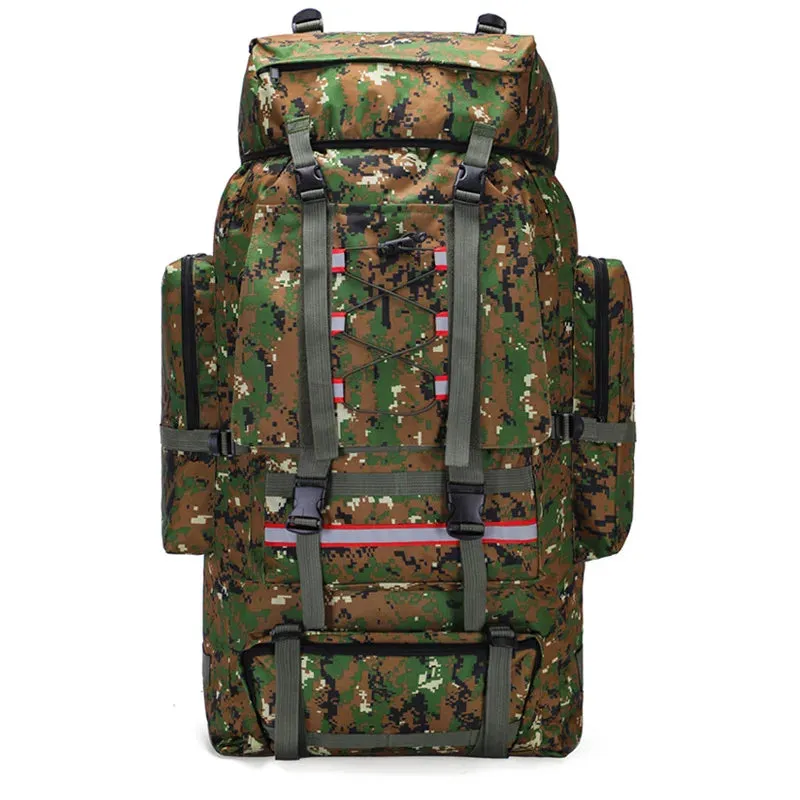 Tactical Camping Backpack Large Rucksack Hiking Climbing Molle Reflective Bag